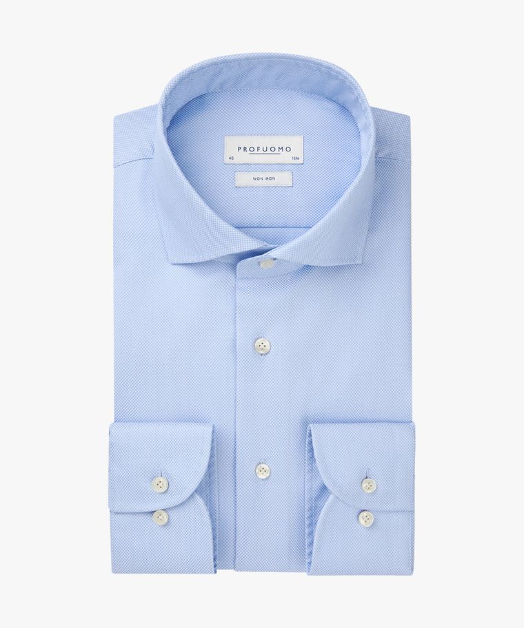profuomo Blauw dobby overhemd