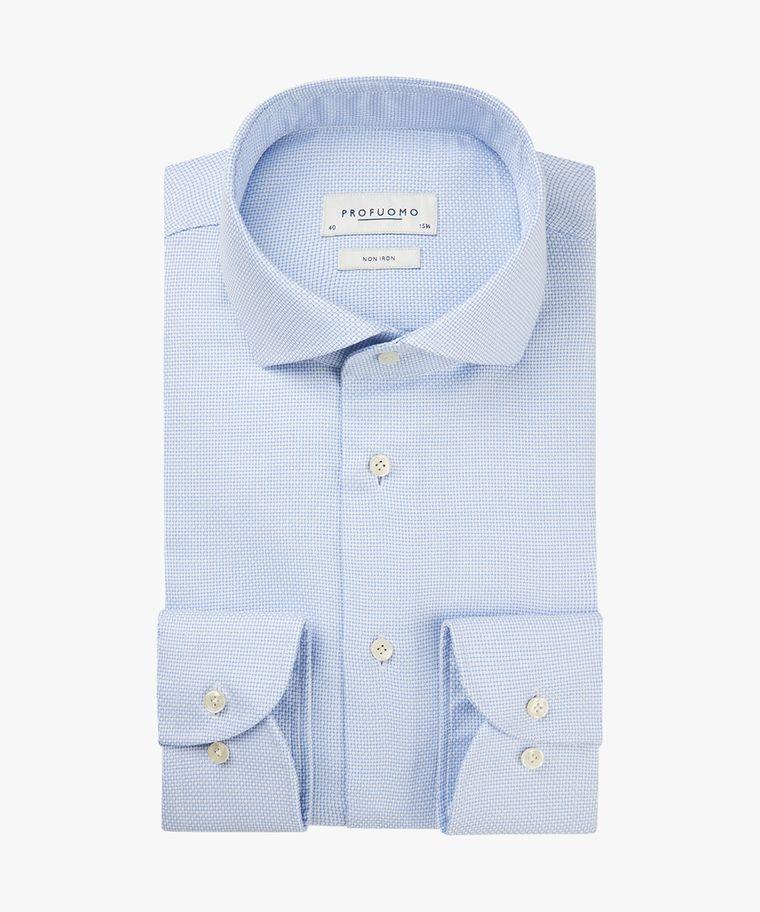 profuomo Blauw dobby overhemd