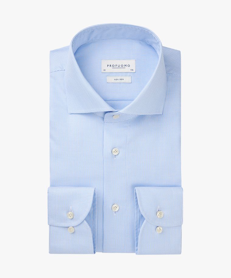profuomo Blauw dobby overhemd