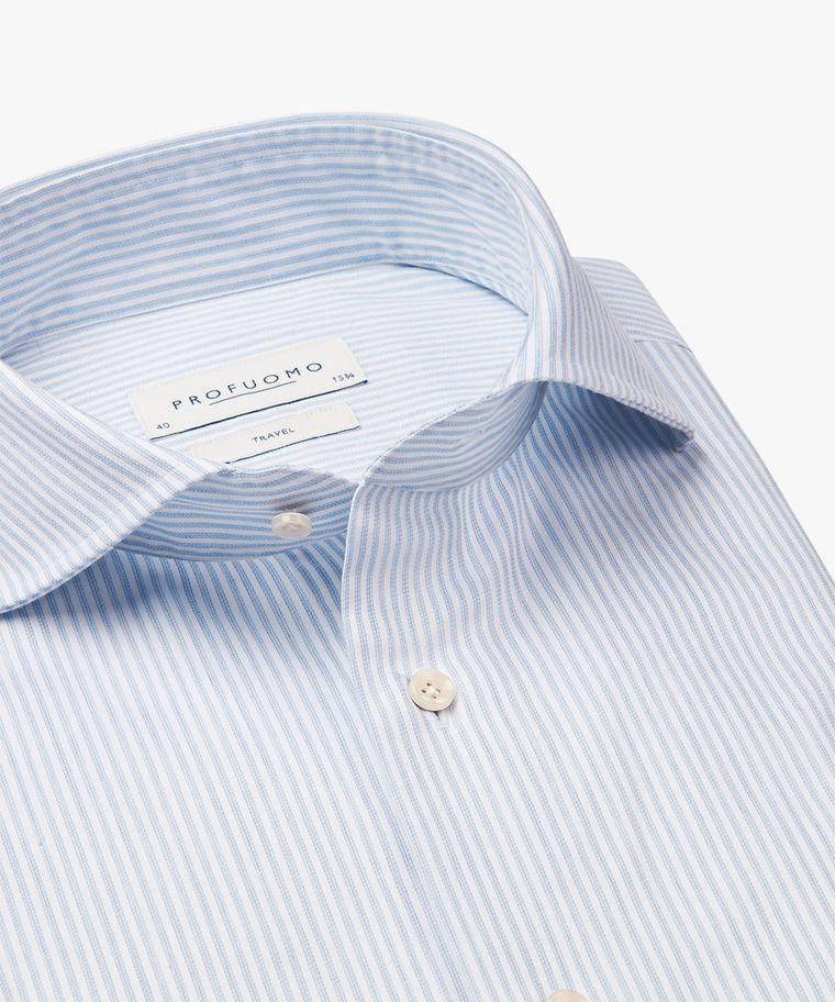 Profuomo Blauw Dobby Travel Overhemd