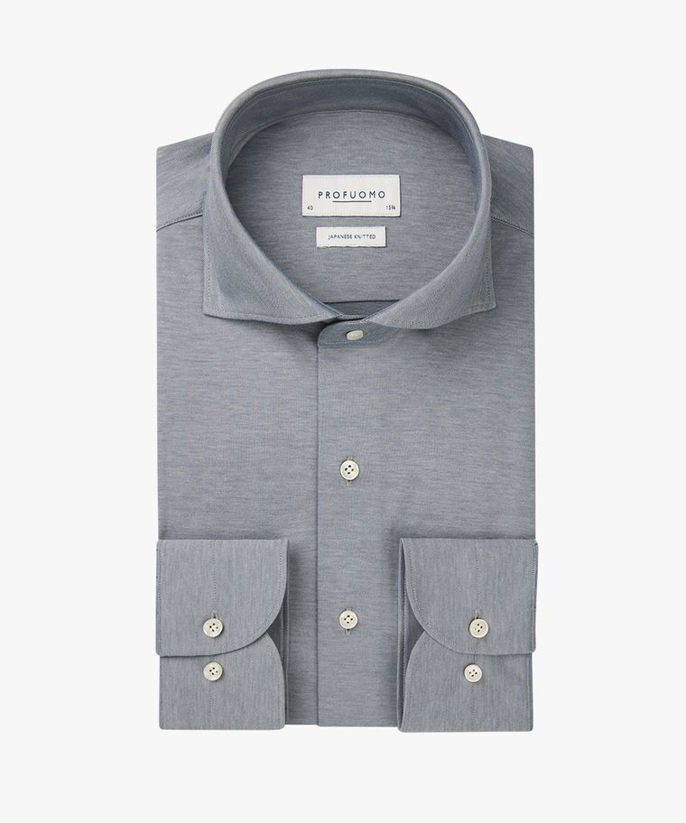 profuomo Blauw japanese knitted overhemd