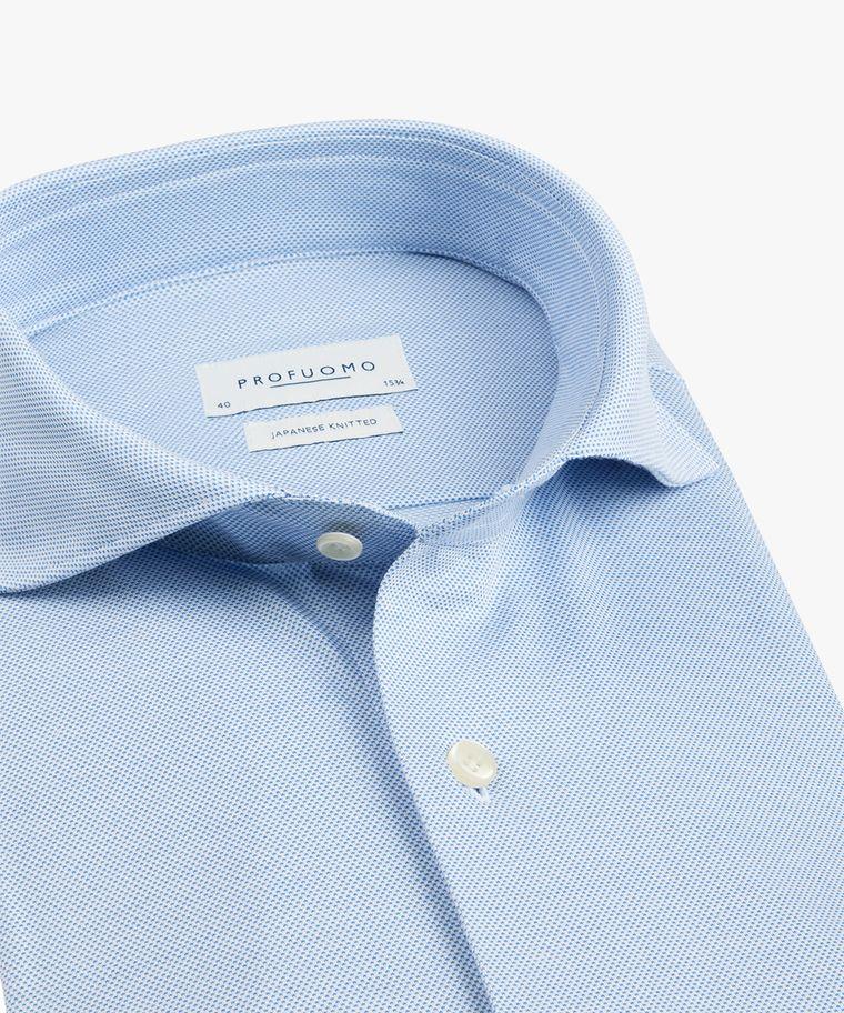 Profuomo Blauw Oxford Japanese Knitted Overhemd