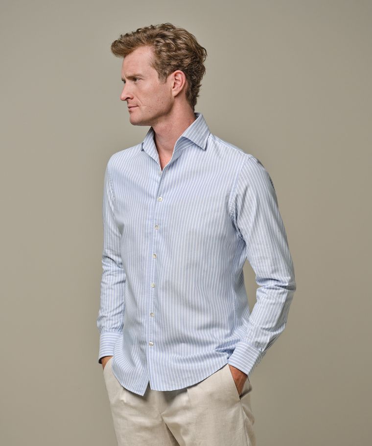 Profuomo Blauw Oxford One-piece Overhemd