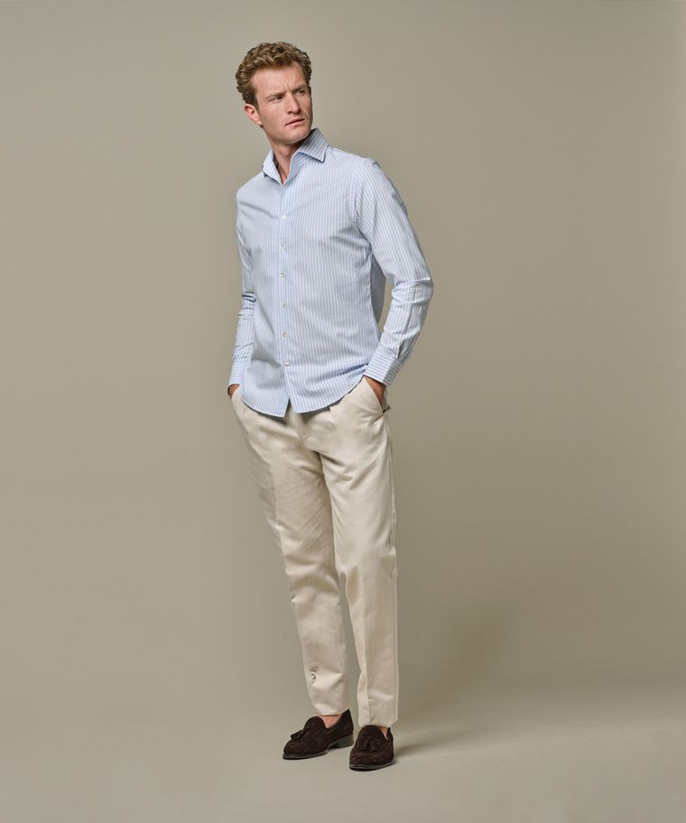 profuomo Blauw oxford one-piece overhemd