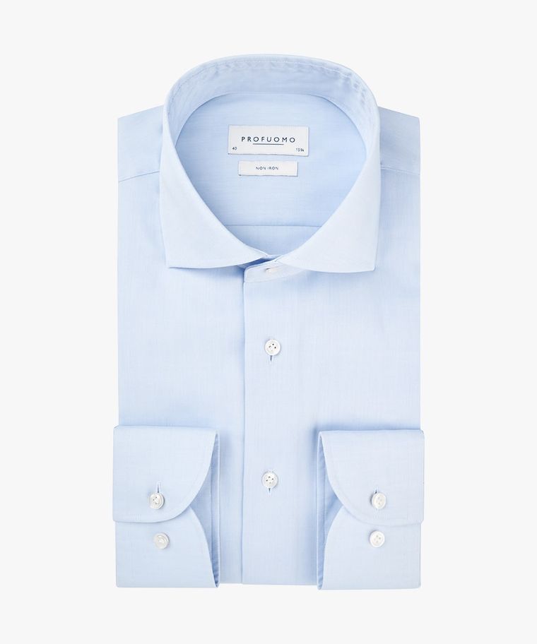 profuomo Blauw twill overhemd Extra LM