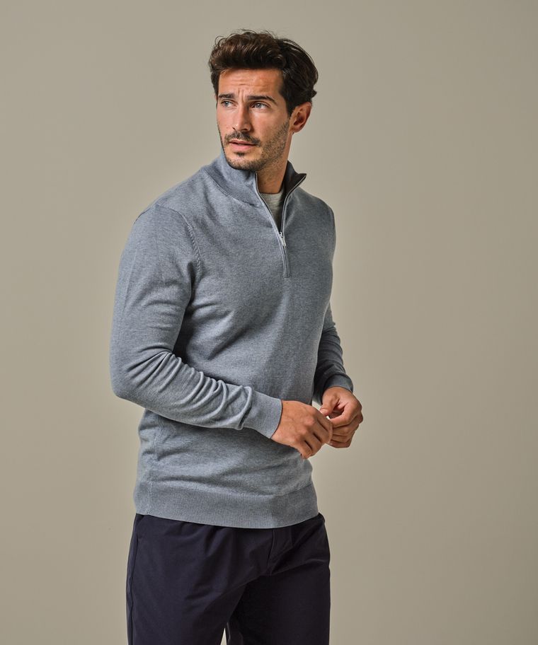 Profuomo Blauwe Luxury Basic Half Zip