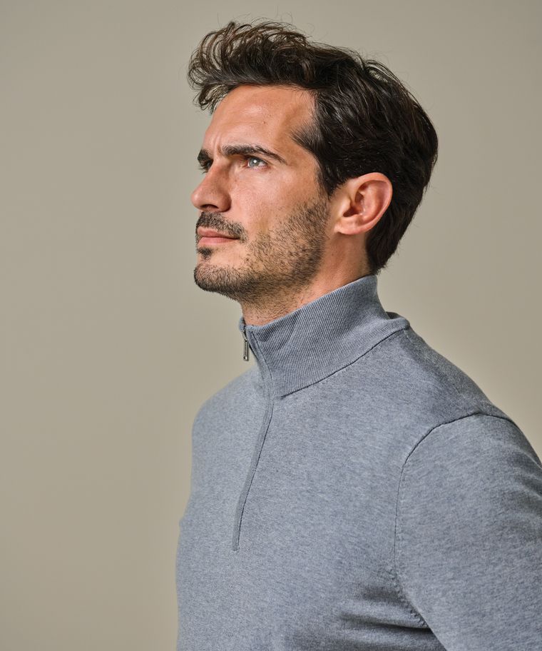 Profuomo Blauwe Luxury Basic Half Zip