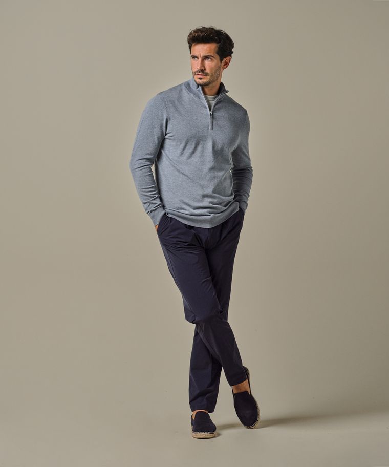 profuomo Blauwe luxury basic half zip