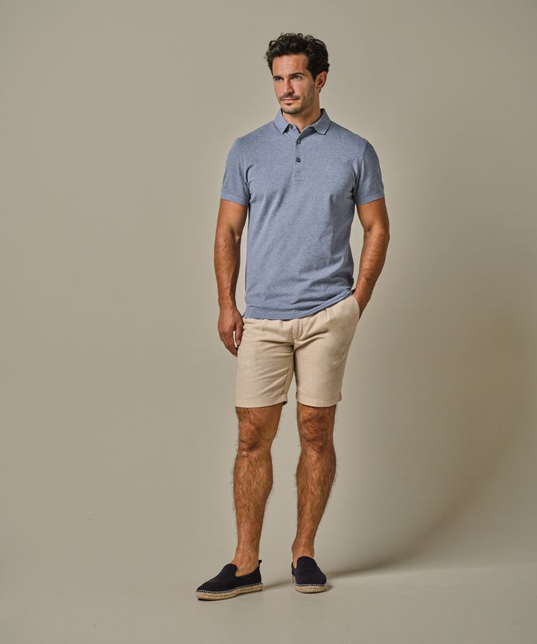 profuomo Blauwe stretch pique polo