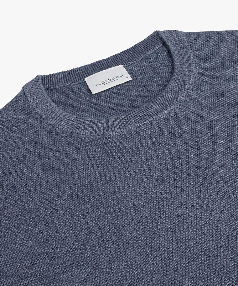 Profuomo Blauwe Structuur Crewneck