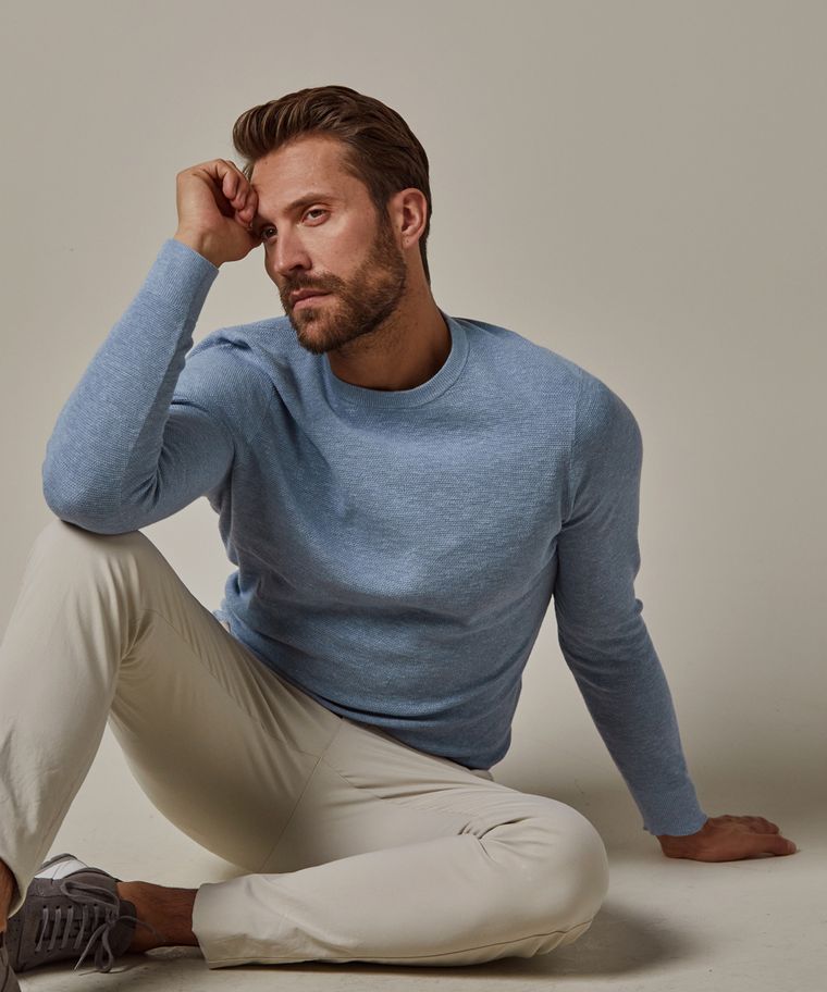 Profuomo Blauwe Structuur Crewneck