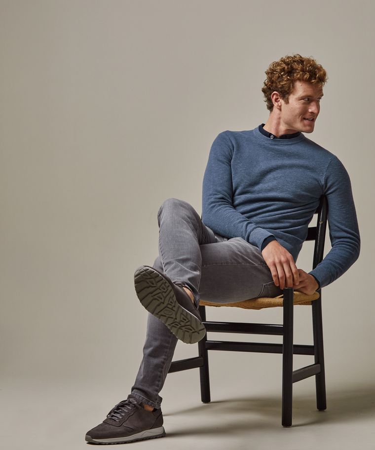 profuomo Blauwe structuur crewneck