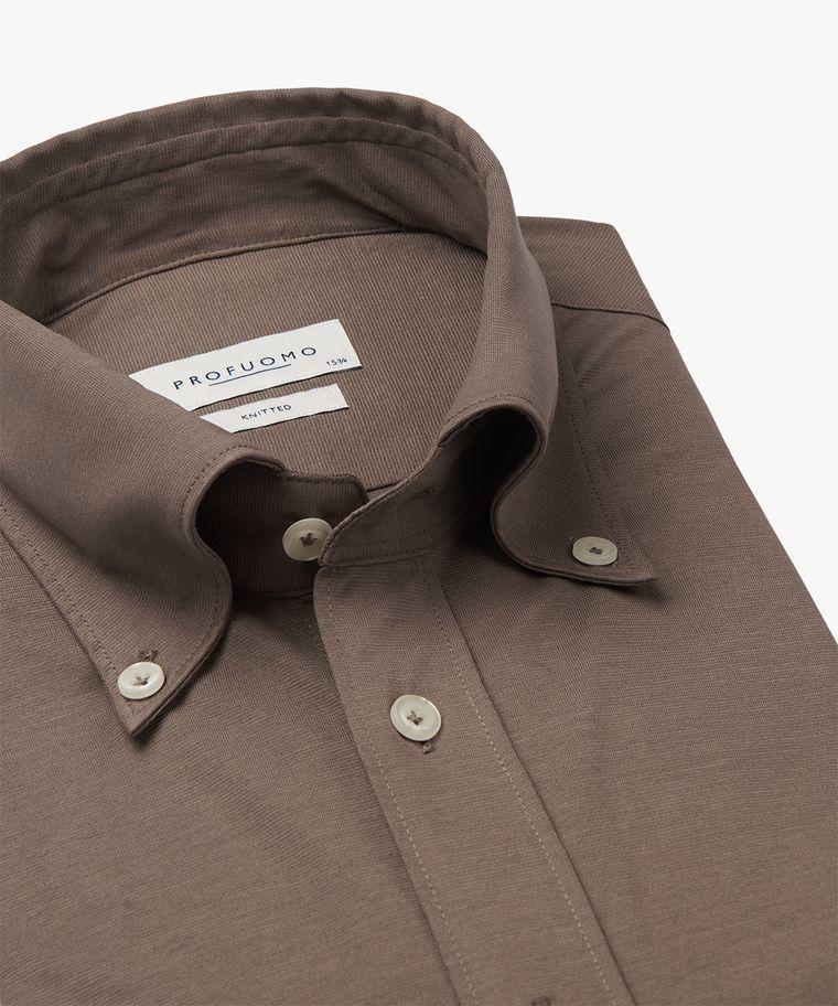 Profuomo Bruin Cool Cotton Knitted Overhemd