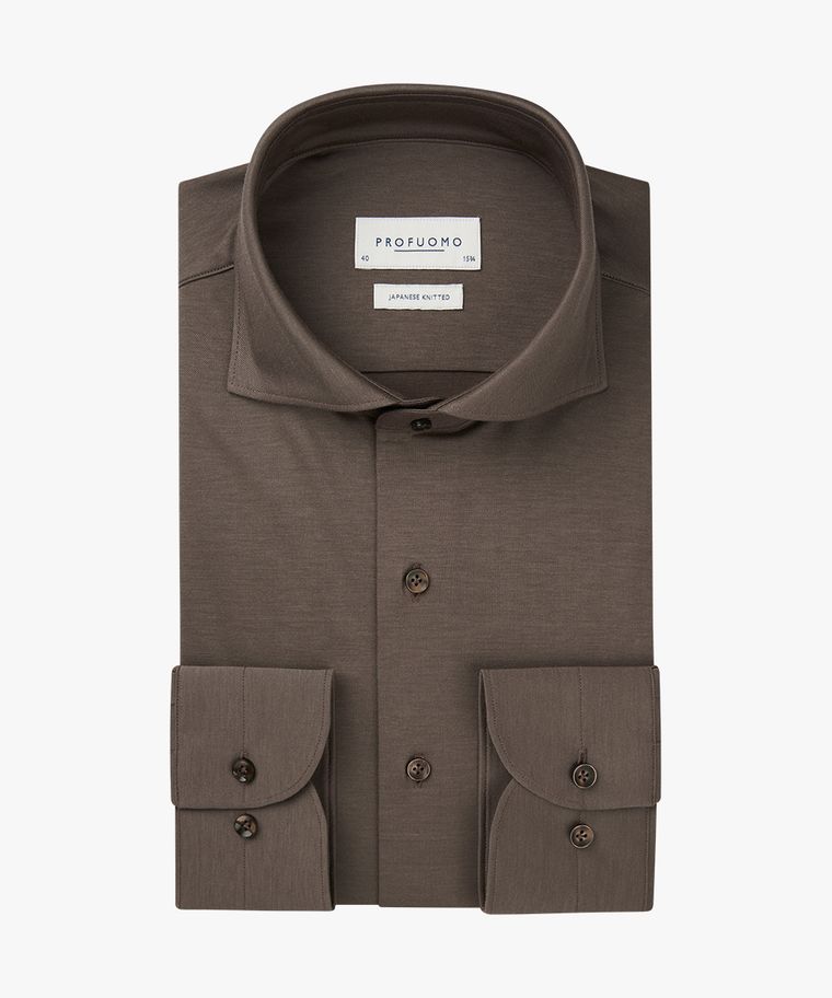 profuomo Bruin japanese knitted overhemd