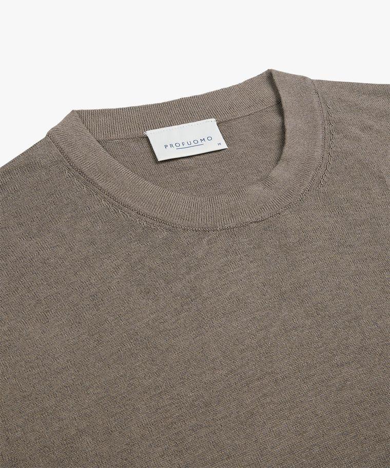 Profuomo Bruin Katoen-linnen T-shirt