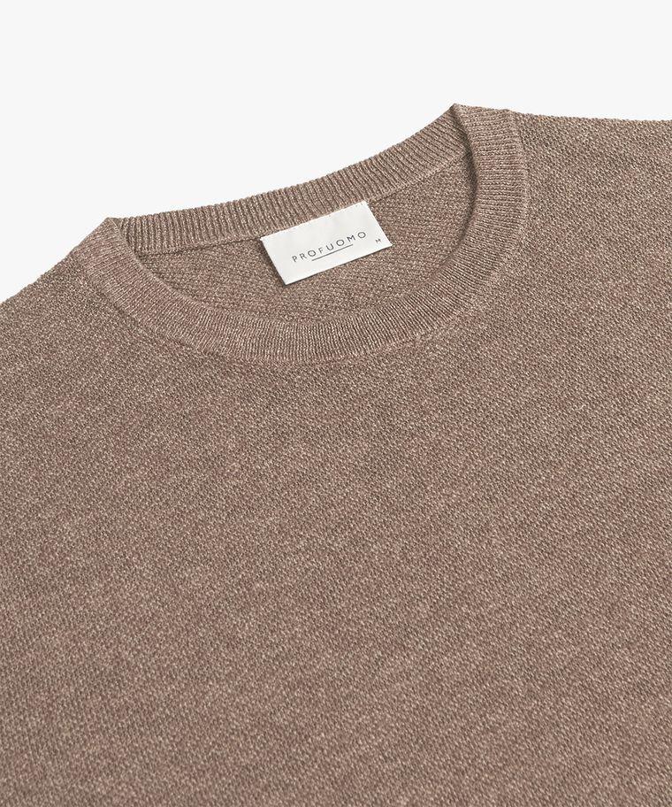 Profuomo Bruin Katoen-linnen T-shirt