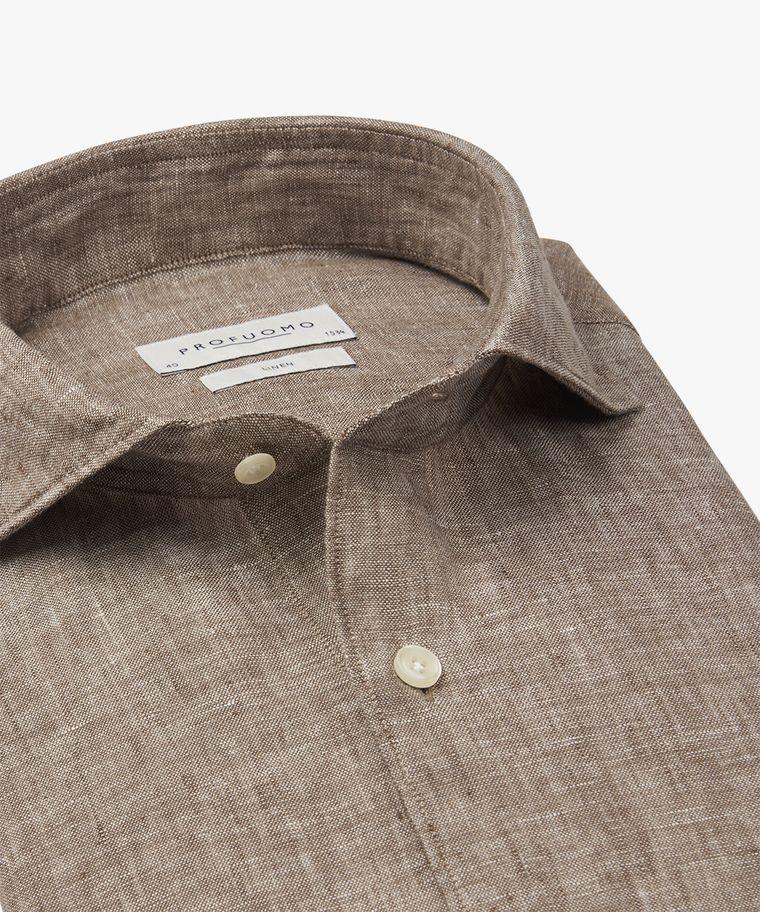 Profuomo Bruin Linnen Overhemd