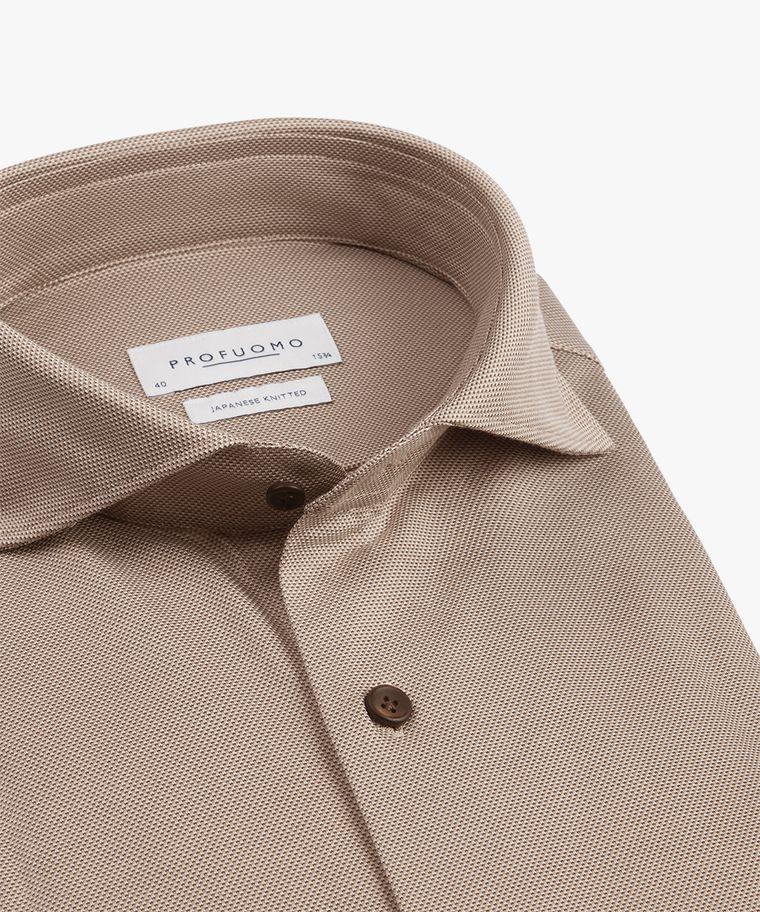 Profuomo Bruin Oxford Japanese Knitted Overhemd