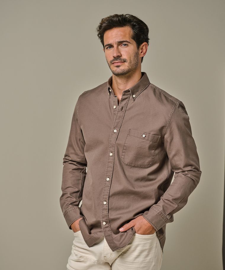 Profuomo Bruin Relaxed Fit Overhemd