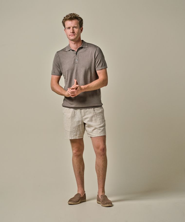 profuomo Bruine linnen-katoen polo