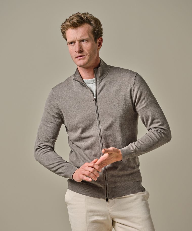 Profuomo Bruine Luxury Basic Full Zip