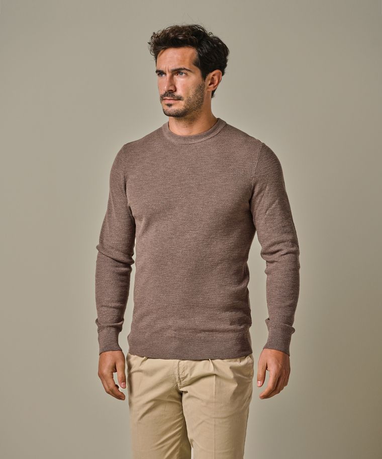 Profuomo Bruine Structuur Crewneck