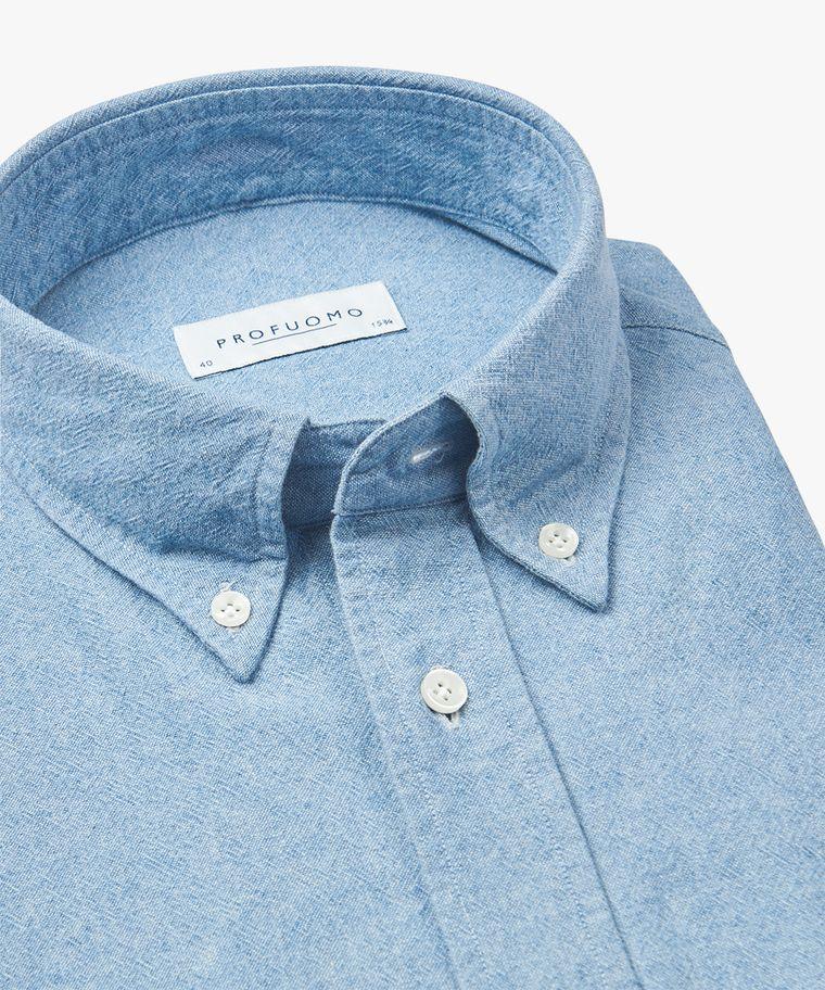 Profuomo Button Down Chambray Denim Overhemd