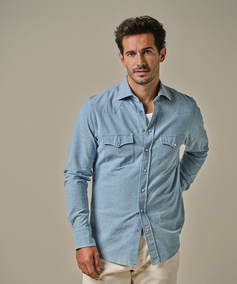 Profuomo Chambray Denim Overhemd