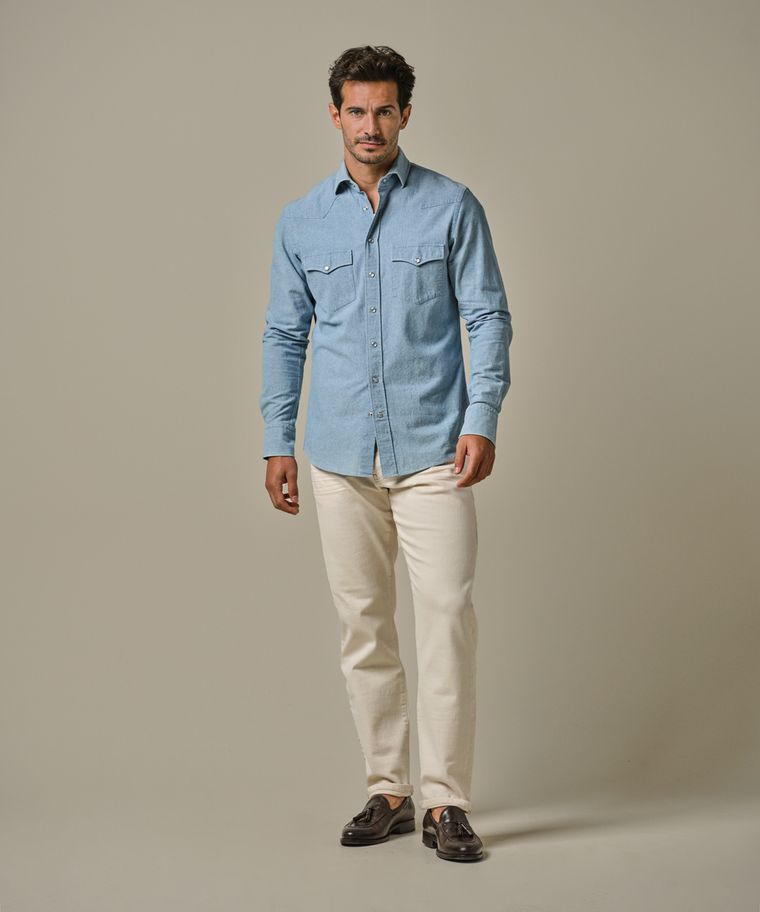 profuomo Chambray denim overhemd