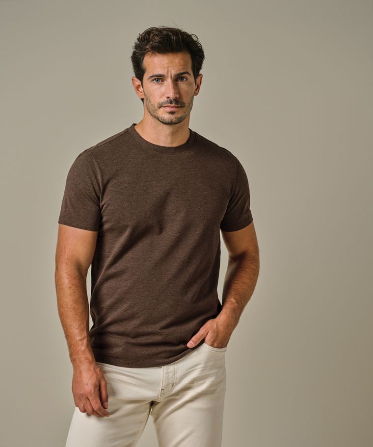 Profuomo Donkerbruin Stretch Pique T-shirt
