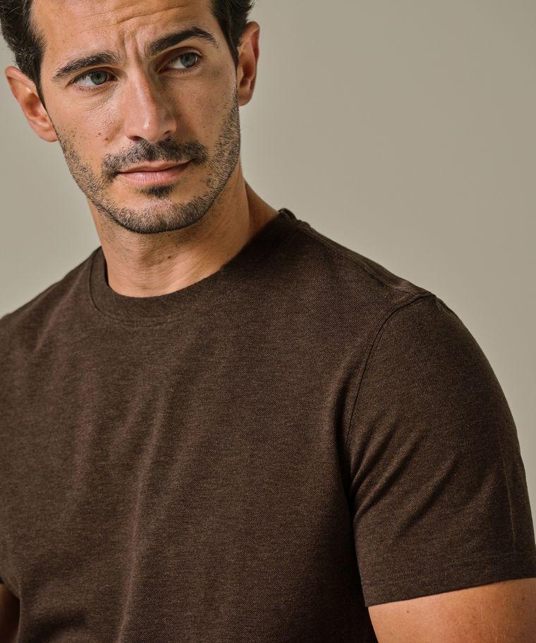 Profuomo Donkerbruin Stretch Pique T-shirt
