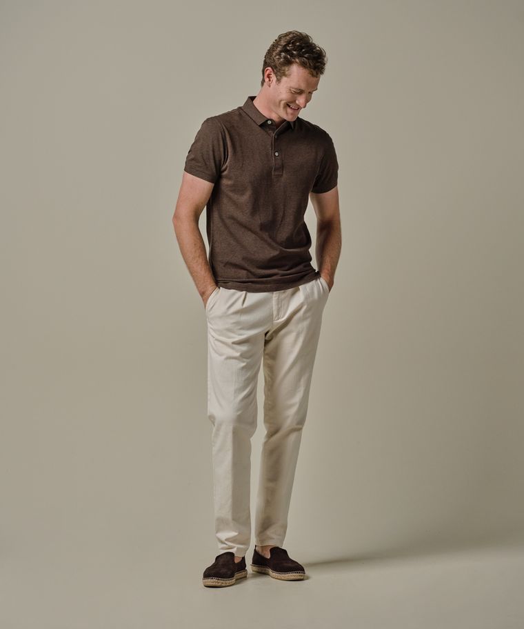 profuomo Donkerbruine stretch pique polo