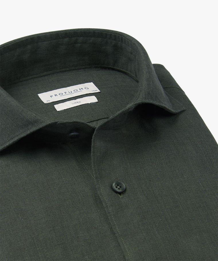 Profuomo Donkergroen Linnen Overhemd