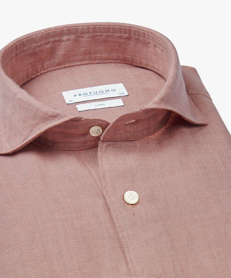 Profuomo Donkerroze Linnen Overhemd