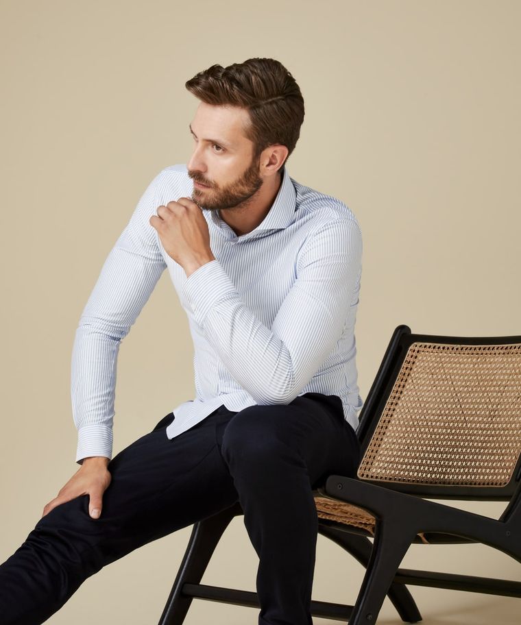 profuomo Gestreept Japanese knitted overhemd