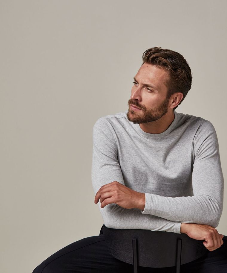 profuomo Grijs melange longsleeve t-shirt