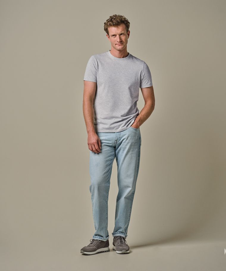 profuomo Grijs stretch pique t-shirt