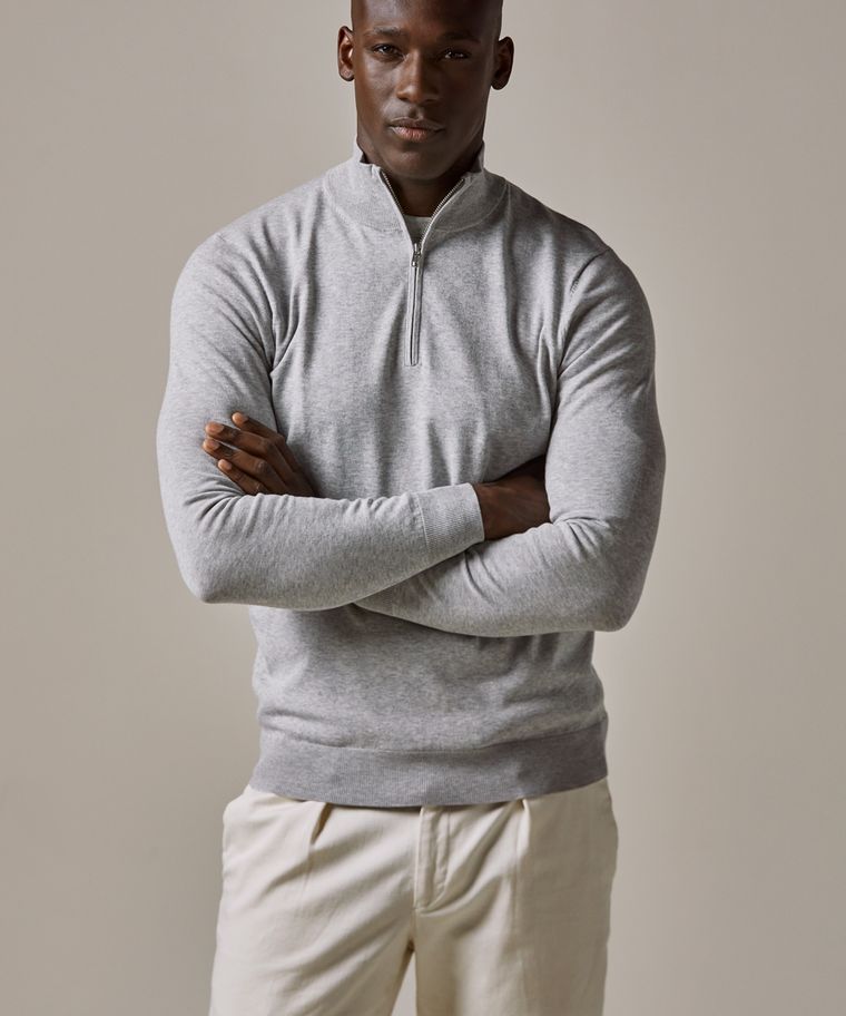 Profuomo Grijze Luxury Basic Half Zip
