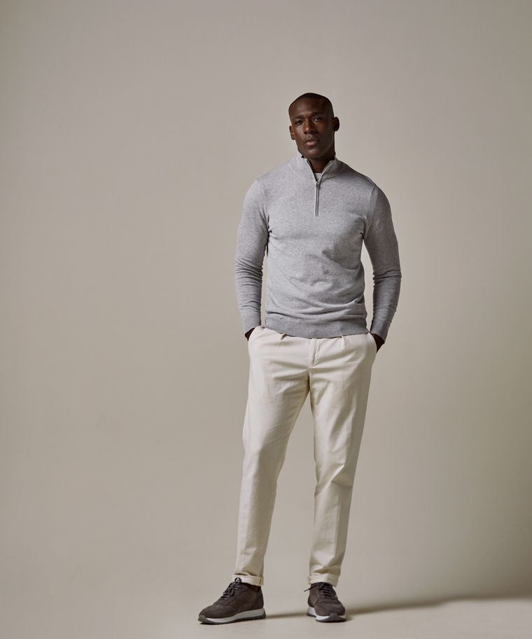 profuomo Grijze luxury basic half zip