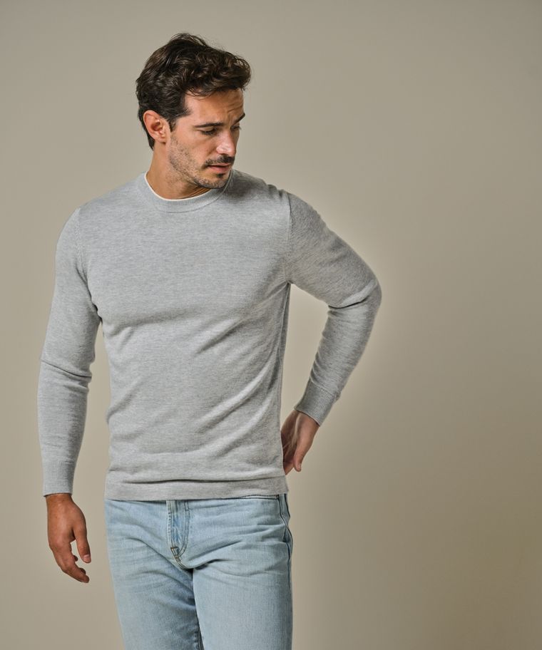 Profuomo Grijze Wol Mix Crewneck