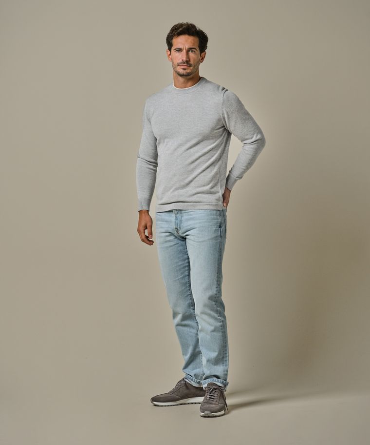 profuomo Grijze wol mix crewneck