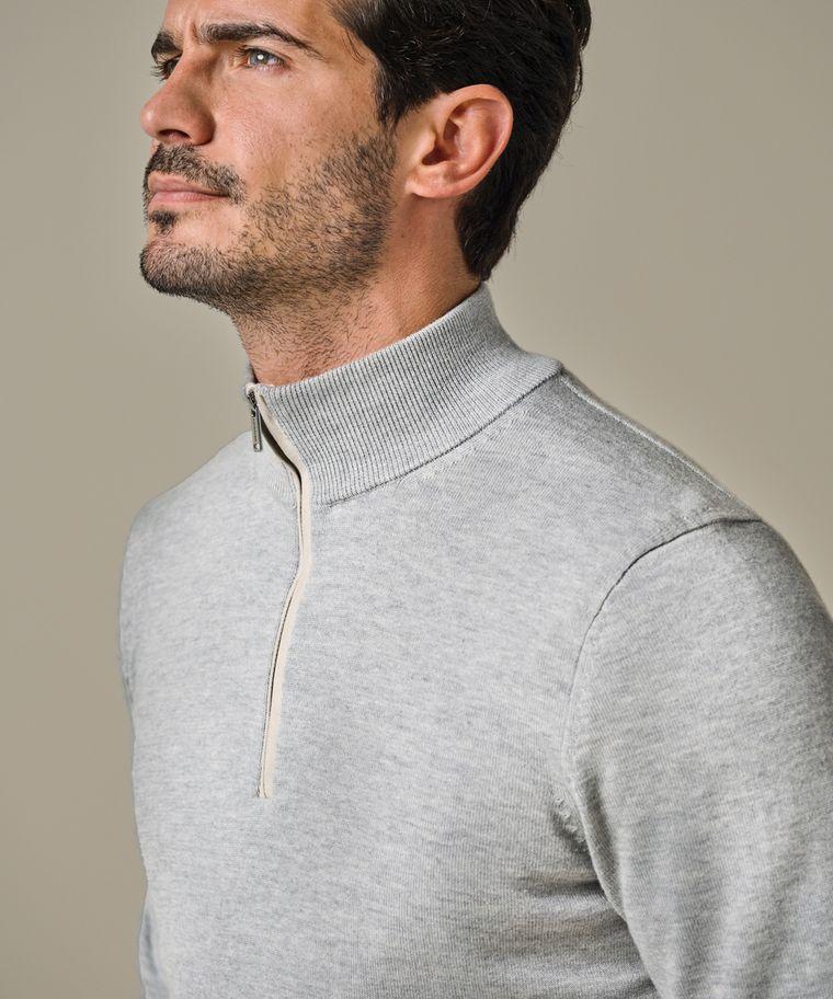 Profuomo Grijze Wol Mix Half Zip