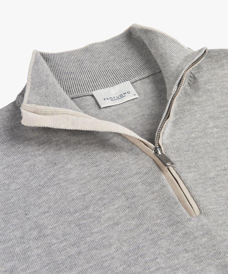 Profuomo Grijze Wol Mix Half Zip