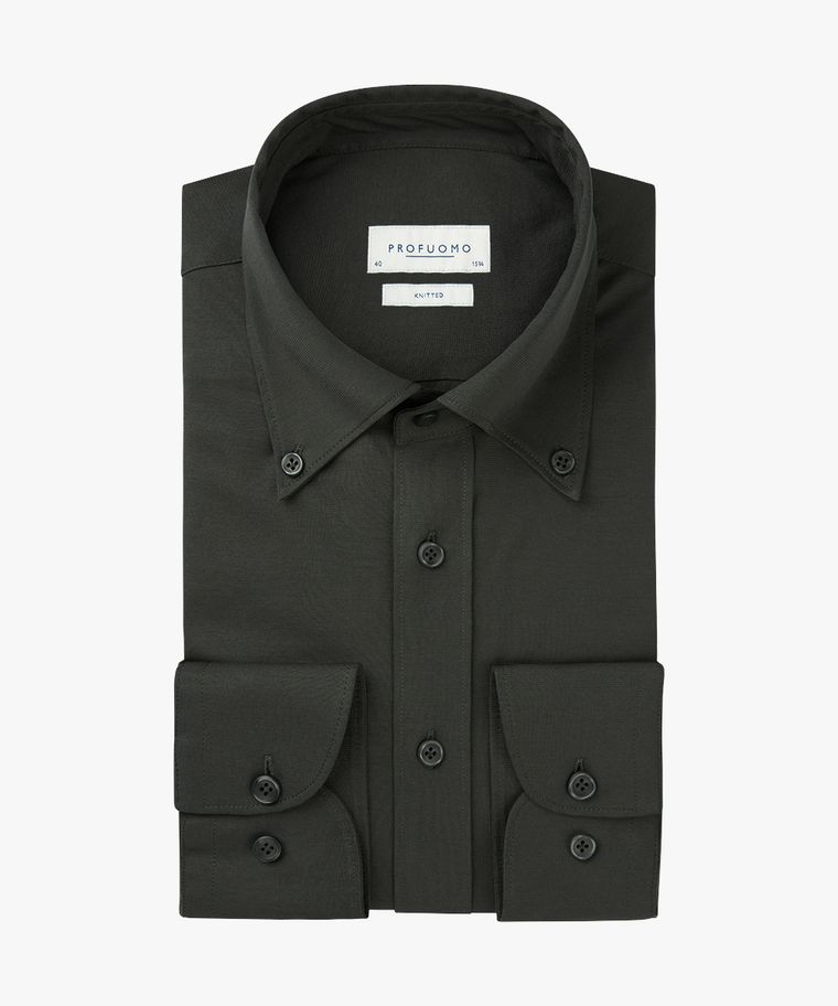 profuomo Groen cool cotton knitted overhemd