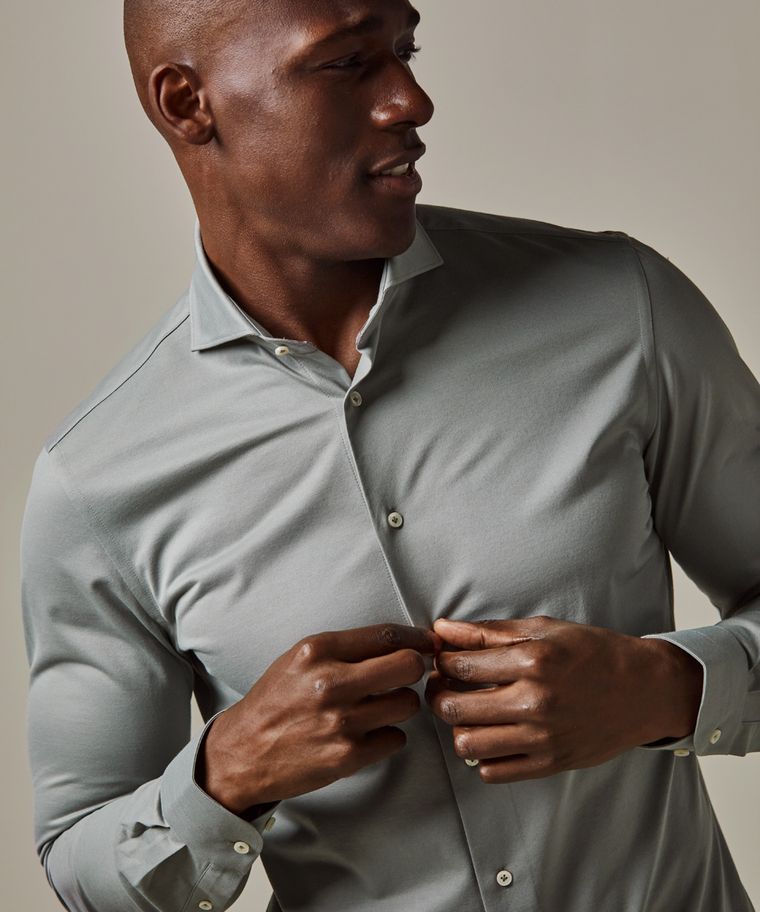 Profuomo Groen Japanese Knitted Overhemd