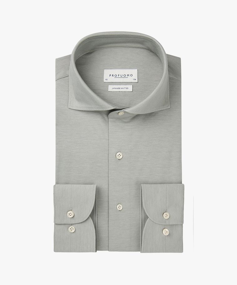 profuomo Groen japanese knitted overhemd