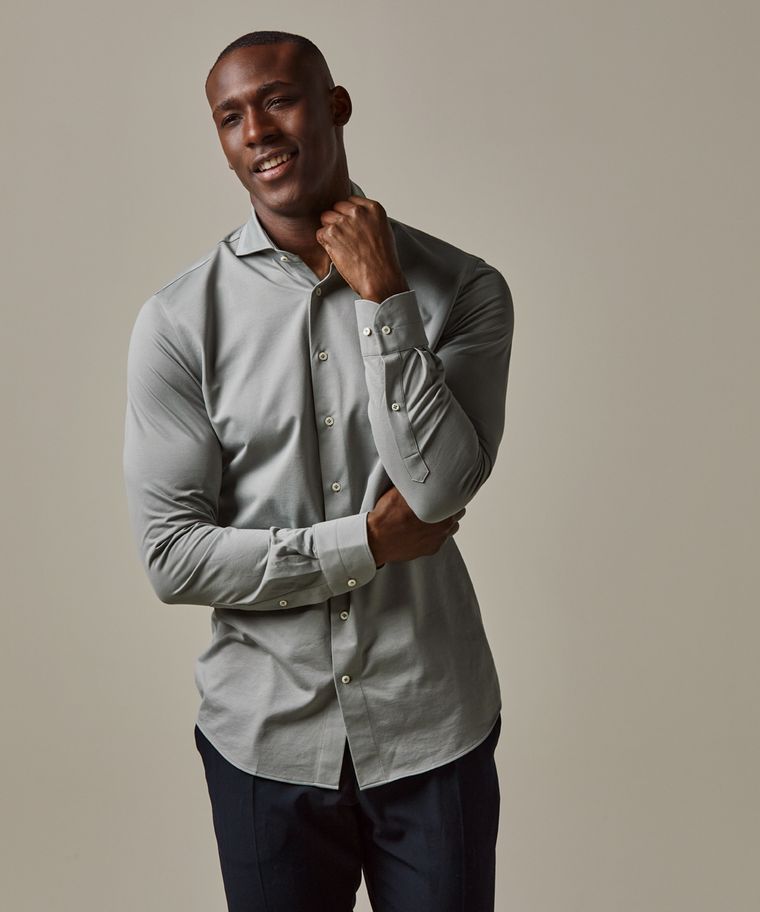 profuomo Groen Japanese knitted overhemd