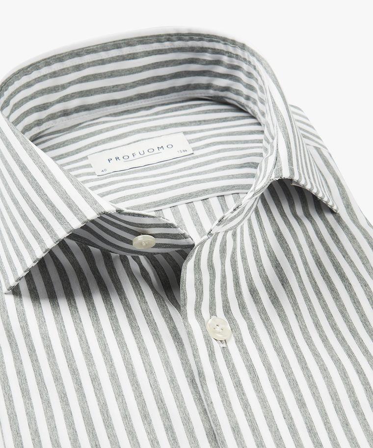 Profuomo Groen Melange Streep Overhemd