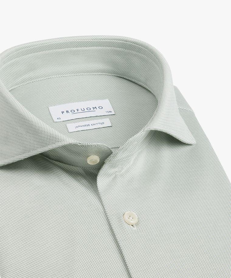 Profuomo Groen Oxford Japanese Knitted Overhemd