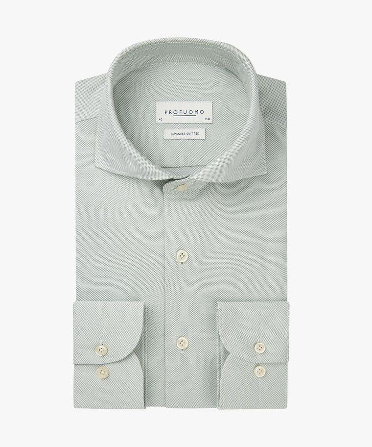 profuomo Groen oxford Japanese knitted overhemd